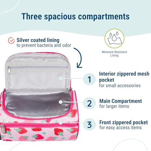Wildkin Strawberry Patch Toiletry Bag for Kids, Travel & Overnight Use
