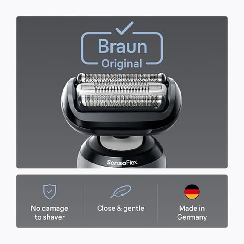 Braun Series 6 Electric Shaver Replacement Head with Sensitive Skinguard, Easily Attach Your Shaver Head, Compatible with New Generation Series 6 Shavers, 64B, Black