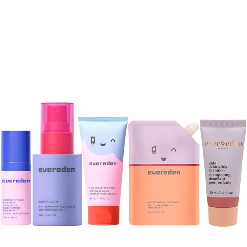 Evereden Kids Travel Set - 5-Piece Mini Skin & Hair Care with Face & Hair Routine