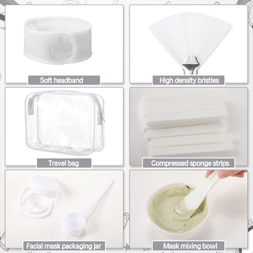 Facial Supplies Set with Bowls Brushes Jars & Sponges - White - Esthetician & DIY Skincare