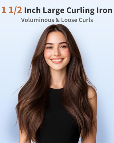 Large 1.5 Inch Ceramic Curling Wand for Long Hair - 1 1/2 Inch Barrel, Salon-Grade