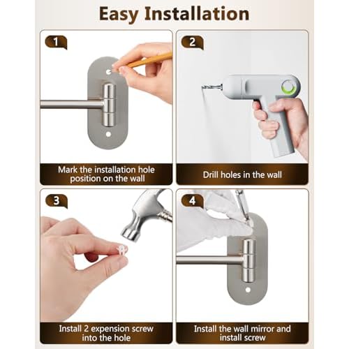 DECLUTTR 9 Inch Wall Mounted Makeup Mirror, 15X Magnification Double Sided Swivel Extendable Bathroom Mirror