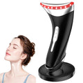 Black 7-in-1 LED Neck & Face Beauty Device with Vibration & Thermal Massage