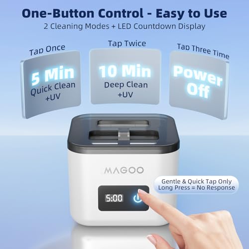 Ultrasonic Retainer Cleaner Machine 45kHz 200ML Dual Modes - White