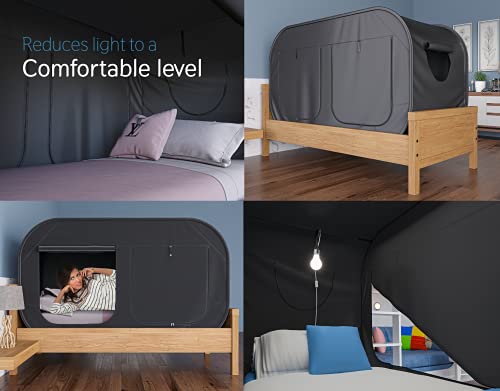Twin Bed Tent Pop Up Privacy Canopy for Kids & Adults - Black - Plain