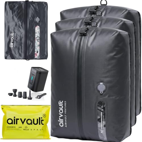 Reusable Vacuum Compression Travel Bag 18L 3-Pack Waterproof Space Saver