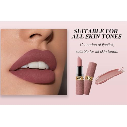 BONNIE CHOICE 6Pcs Matte Lipstick Set, Brown Nude Pink Purple Rose Red Matte Lipstick Sets for Women Velvet Lipstick Long Lasting Waterproof 24 Hours Lip Stick Makeup Valentine's Day Gift Sets (A)