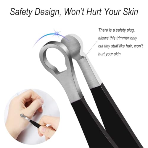 Liangery Manual Nose Hair Trimmer for Men Women- Stainless Steel Precision Blades, Leather Case, Tweezers Style Nasal Cutter, Eyebrow, Ear & Facial Grooming Tool (Tarnish)