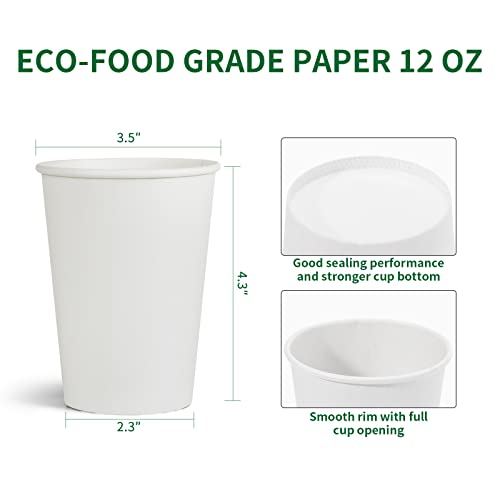 12 oz Disposable Coffee Cups - 1000 Pack Hot & Cold Paper Cups for Party Home Office Variation of 12.0 ounces / 12 oz / 1000 Pack