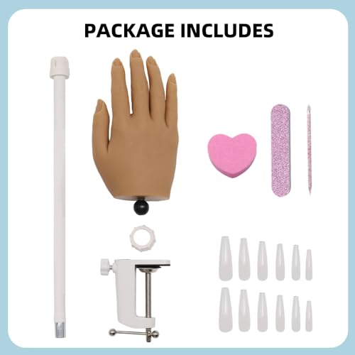 Silicone Mannequin Hand for Nails with Clamp Stand - Flesh Tone, Practice & Training Model