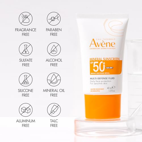 Avène Mineral Sunscreen Multi-Defense Fluid SPF 50+ (Fragrance-Free) – Face & Neck