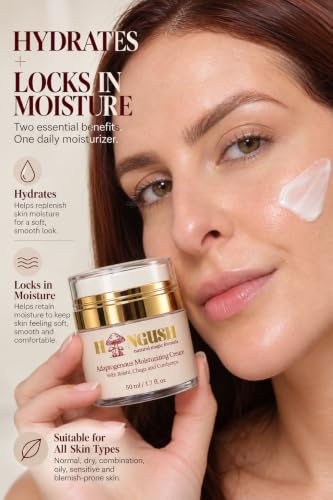 Hydrating Face Moisturizer with Reishi & Hyaluronic Acid – Lightweight Non-Greasy Cream for All Skin Types
