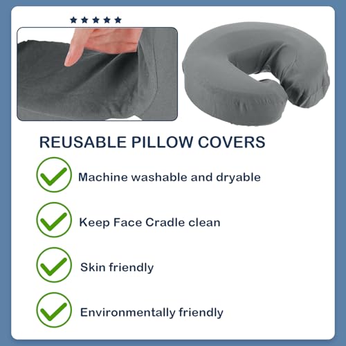 Macarrie 24 Pcs Face Cradle Covers for Massage Table Microfiber Reusable Soft Thicker Massage Table Headrest Covers Bulk Oil Proof Cradle Head Rest Sheets for Spa Beauty Salons(Gray)