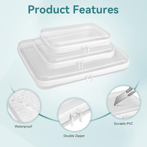Fantasyon 6 Pack Clear Hard Shell Zipper Case, Travel Makeup & Toiletry Organizer, Hard Plastic Cosmetic Bag for Storage, Transparent Zippered Pouches (14", 10", 8")