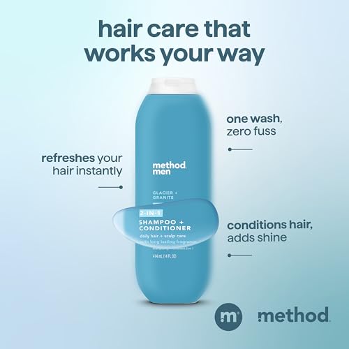 Method Men 2 in 1 Shampoo and Conditioner, Glacier + Granite, 14 oz