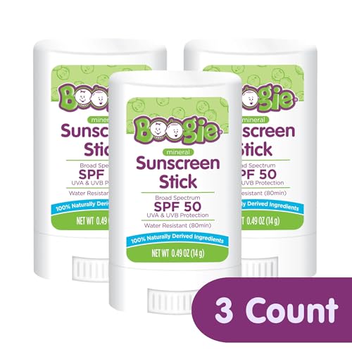 Mineral Sunscreen Stick SPF 50 for Kids - 3 Pack, Water-Resistant, SPF 50, No Worry Ingredients