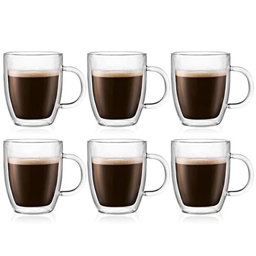 Bodum 10oz Bistro Double Wall Insulated Mug Set of 6 - Clear Borosilicate Glass