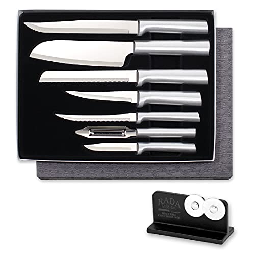 RADA Silver Cutlery Starter Gift Set (S38) with Sharpener - 7 Pieces