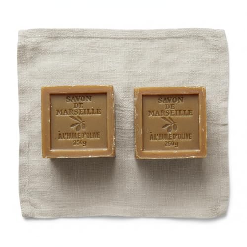 Marseille Soap 2-Pack - 8.8 oz Natural French Vegetable Oil Hypoallergenic