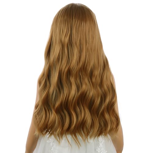 Strawberry Blonde Kid's Wavy Curly Wig for Girls - Long Synthetic Cosplay Hair
