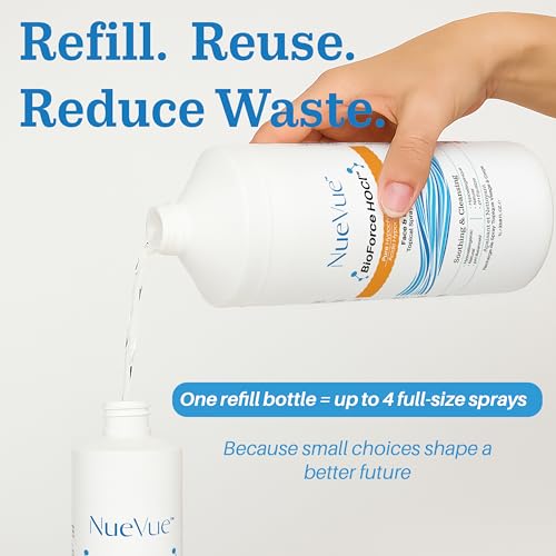 NueVue 33.8 Fl Oz Hypochlorous Acid Skin & Piercing Refill - Gentle, pH Balanced, Hypoallergenic
