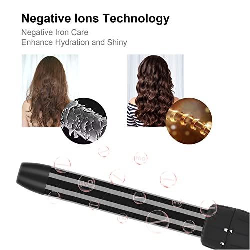 Black 7-in-1 Curling Iron Wand Set with Negative Ion Technology
