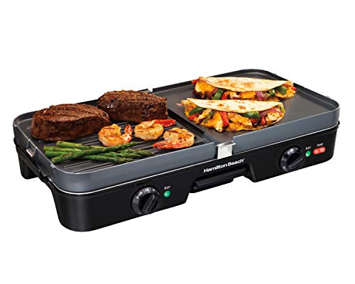 Hamilton Beach 3-in-1 Electric Indoor Grill and Griddle with Adjustable Temperature