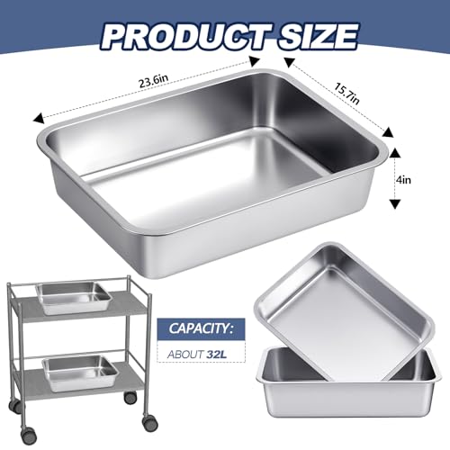 Tiangrid 4 Pack 32L Stainless Steel Bus Tubs for Commercial & Home Use - Durable & Stackable