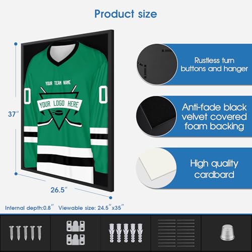 26x37 Inch Shadow Box Frame - Large Pine Jersey Display Case, Variation of 26.5x37 Non-Lockable