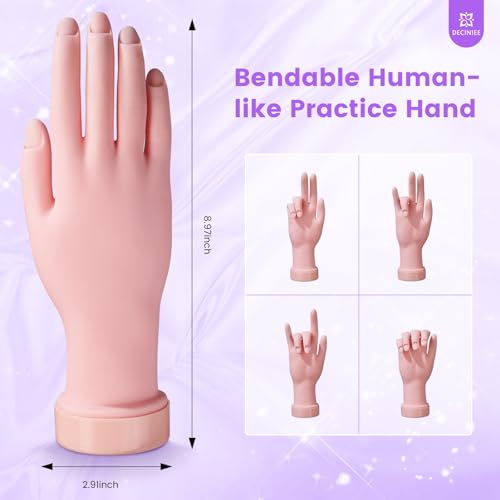 Deciniee Dark Purple Nail Art Kit for Beginners with Practice Hand & Glitter Powder