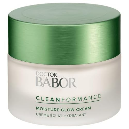 BABOR CLEANFORMANCE Moisture Glow Cream, Travel Daily Moisturizer with Light-Reflecting Pigments, Instant Glow and Hydration, Prebiotics & Probiotics Facial Cream, Radiant Even Complexion, 0.5 oz