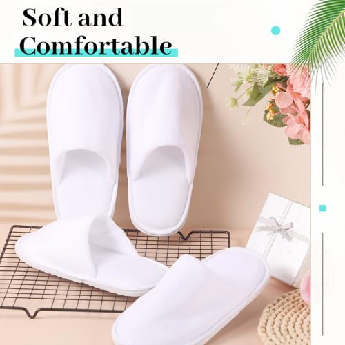 Kids Disposable Slippers Bulk 12 Pairs Large White Closed Toe Travel Footwear