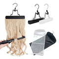 Wooden Hanger 24'' Dust Cover Hair Extensions Holder & Storage Bag - 2 PCS, Black & White
