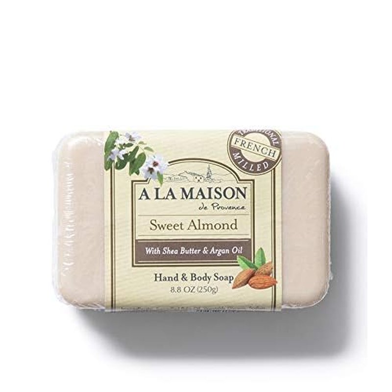 A LA MAISON Triple French Milled Bar Soap, 8.8 Ounces - Natural Moisturizing Hand Soap Bar (3 Bar of Soap, 8.8 Ounces, Sweet Almond)