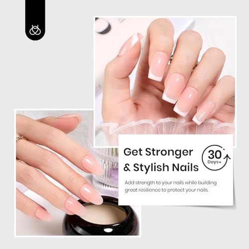 Beetles Builder Gel Set,Soft Nude Whisper 6 Colors 8 in 1 Strengthening Building Apex & Nail Extension for Beginners DIY Salon at Home,Nude Pink Builder Nail Gel,UV & LED Lamp Needed
