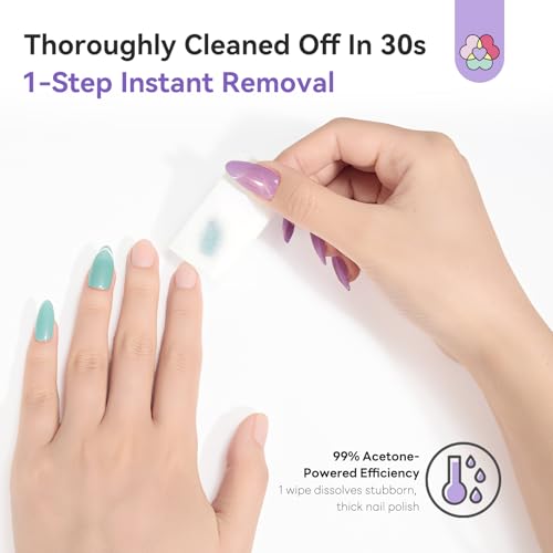 SAVILAND Pink Nail Polish Remover Pads 100 Count - Fast Acetone Wipes for Nails