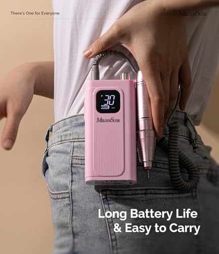 Pink MelodySusie Clip-On Cordless Nail Drill 30,000 RPM for Beginners