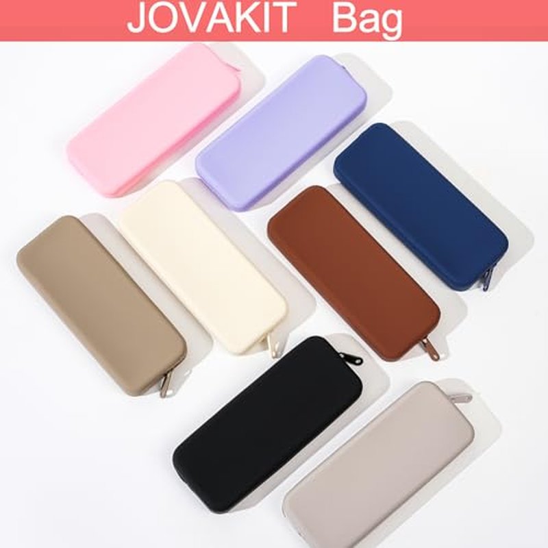 JOVAKIT Rectangle Portable Silicone Cosmetic Bag for Women, Travel Waterproof Makeup Bag Gifts for Women Girls, Zipper Closure Makeup Brush Toiletry Case Travel Storage Organizer Pouch (Blue)