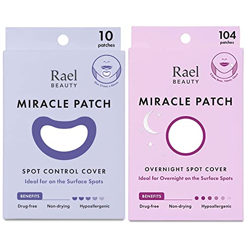 Rael Miracle Bundle - Large Spot Control Cover (10 Count), Overnight Spot Cover (104 Count)