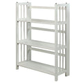 Casual Home 3-Shelf White Folding Bookcase – 27.5 Wide, Stackable, No Assembly