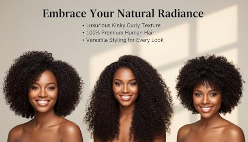 10 Inch Kinky Curly Human Hair Bundles - Natural Black, Brazilian Virgin, Double Weft for Black Women - Variation #1B-Natural-KC