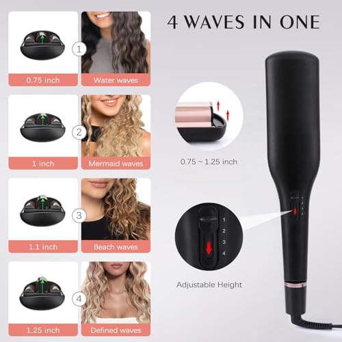 4 in 1 Adjustable Hair Waver Crimper Tool - Gold - Multi Wave Styles