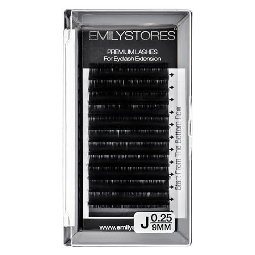 Lash Extensions 0.25mm Thickness J Curl 9mm Length Volume Individual Semi-Dull Black Eyelashes For Eyelash Extensions (0.25,J,9mm)