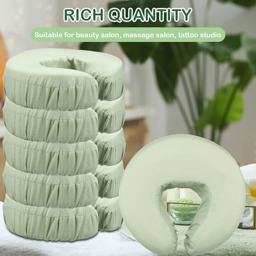 Tatuo 12 Pcs Face Cradle Covers for Massage Head Rest Microfiber Reusable Soft Thicker Massage Table Face Covers Oil Proof Headrest Cradle Sheets for Spa Beauty(Sage)