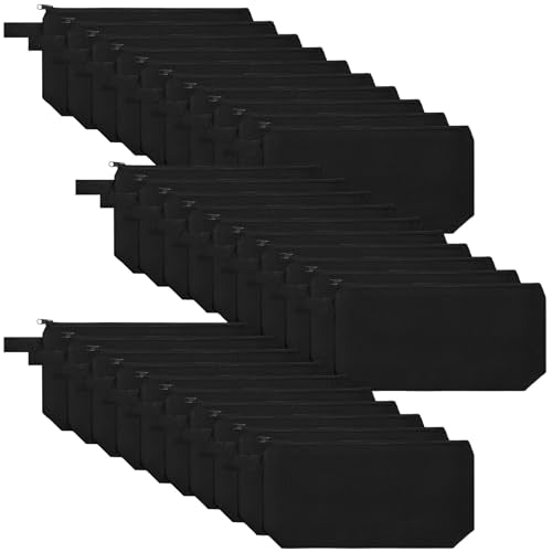 Black Canvas Makeup Bags Bulk - 30 Pouches, 9.8 x 5 x 2 Inches, Travel & Organization