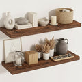 Vivelove Rustic Brown 36 Inch Floating Shelves Set of 2 - Deep 12" Wall Storage