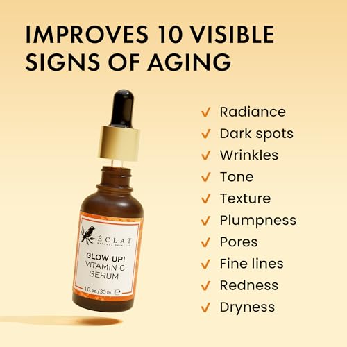 Eclat Skincare Vitamin C Serum + Hyaluronic Acid Serum Duo ? Vit C with Ferulic Acid & Vit E + 2.5% Hyaluronic Acid & B5 ? Brightening, Plumping & Smoothing Skin Care Set 1 fl oz each