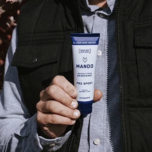 Mando Whole Body Deodorant For Men - Invisible Cream - 72 Hour Odor Control - Aluminum Free, Baking Soda Free, Skin Safe - 3 ounce (Pack of 2) - Pro Sport