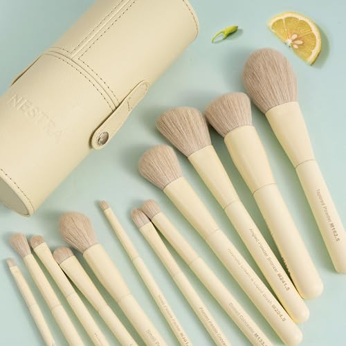 Travel Makeup Brush Set - 12 Vegan Face & Eye Brushes with Storage