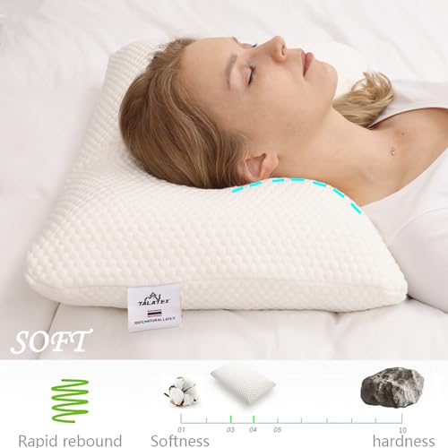 Standard Soft 24x16x5.5 Inch Natural Latex Pillow for Side & Back Sleepers